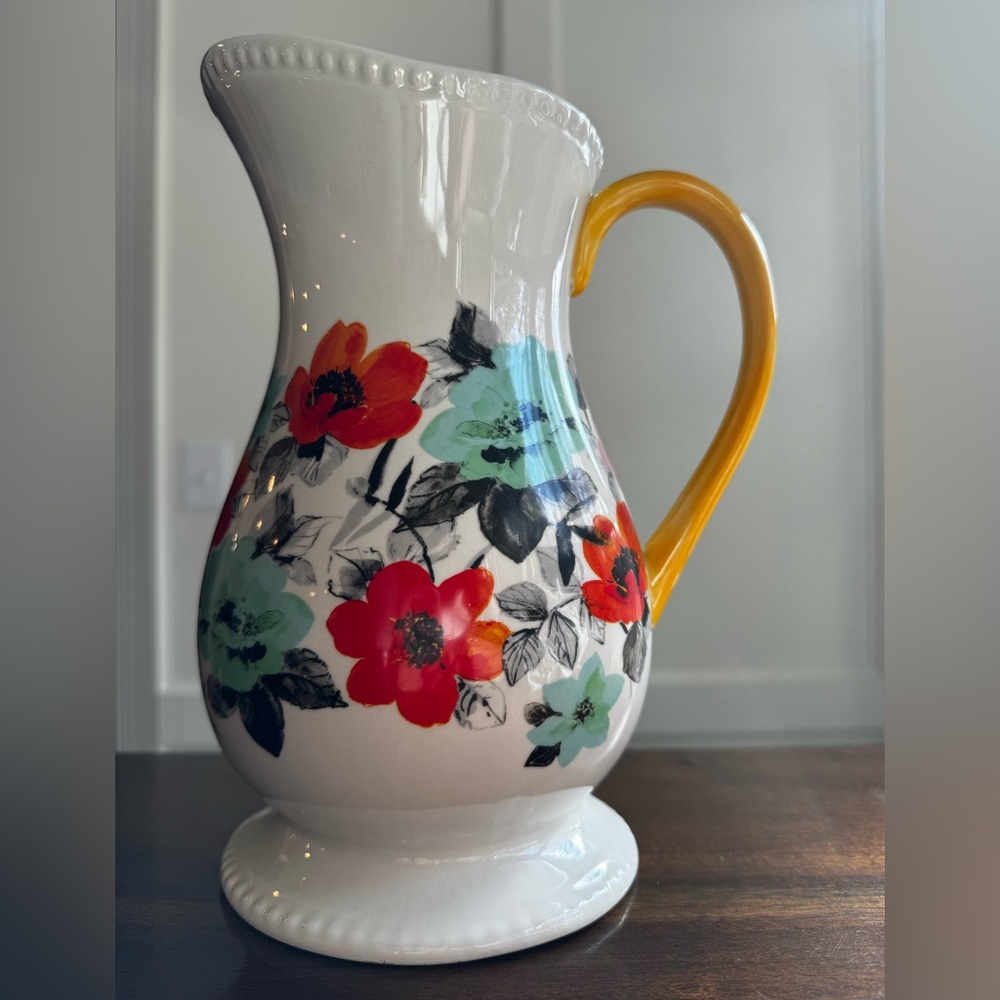 The Pioneer Woman Flea Market White Decorated Floral 2-Quart Pitcher